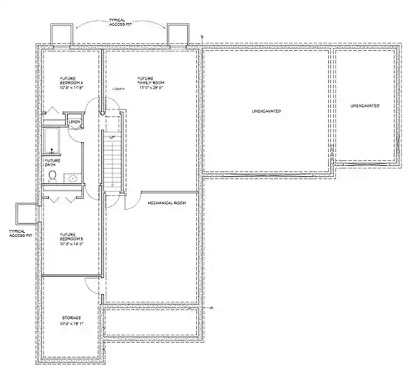 Detailed floor plan of a custom home by BuildWest Custom Homes.
