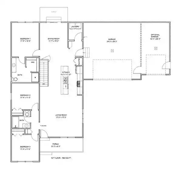 Detailed floor plan of a custom home by BuildWest.