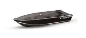 Lowe Boats 1470 aluminum fishing boat on water, side view, 2022 model.