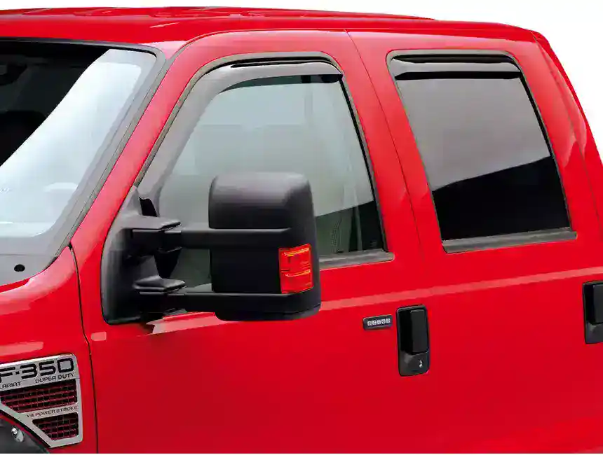 Heavy-duty Ford F-350 Super Duty truck with black side mirror, ideal for work and towing.