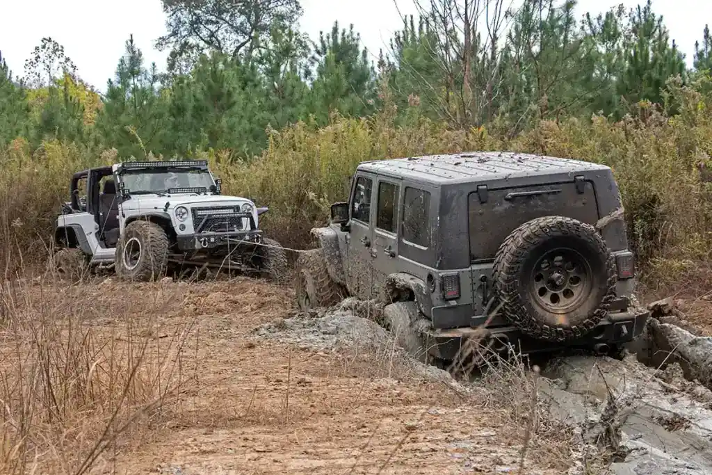 Off-road Jeeps at Camp & Cruise for Adventure Sports and Outdoor Excursions.