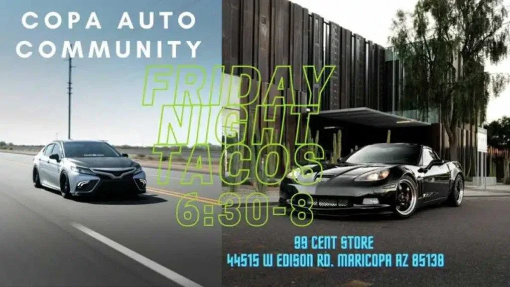 Copa Auto Community Friday Night Tacos event at 99 Cent Store in Maricopa, AZ on December 5, 2025