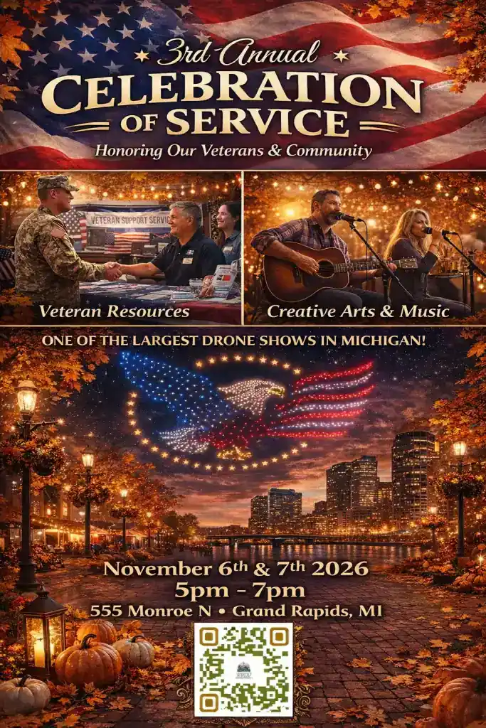 Veterans and community celebrating at the 3rd Annual Service event in Michigan.
