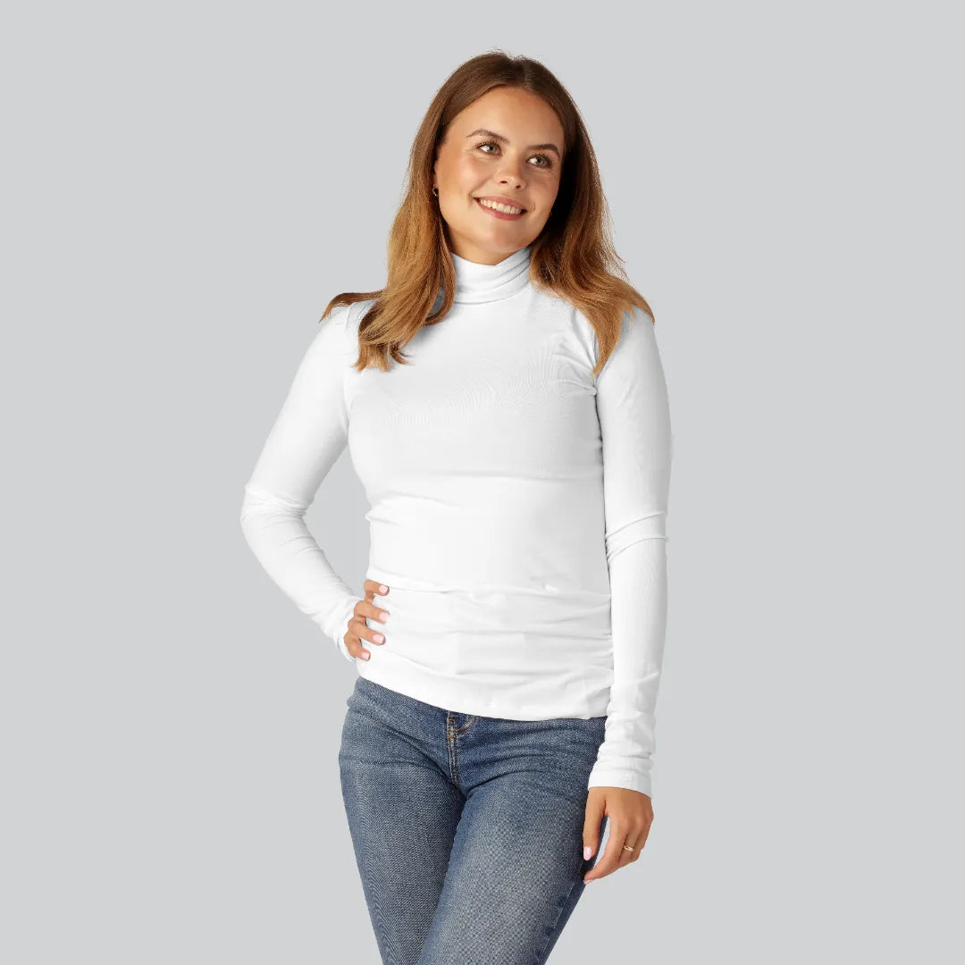 Bambus rullekrave i hvid til kvinder Bambus rullekrave i hvid til kvinder