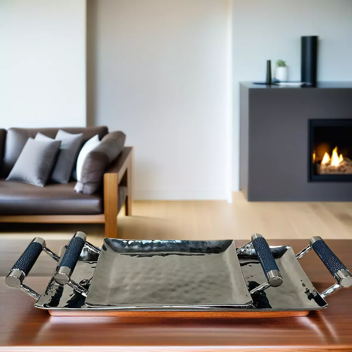 Navy Shagreen Serving Set