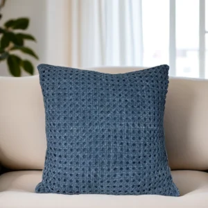 Navy Rattan Suede Pillow