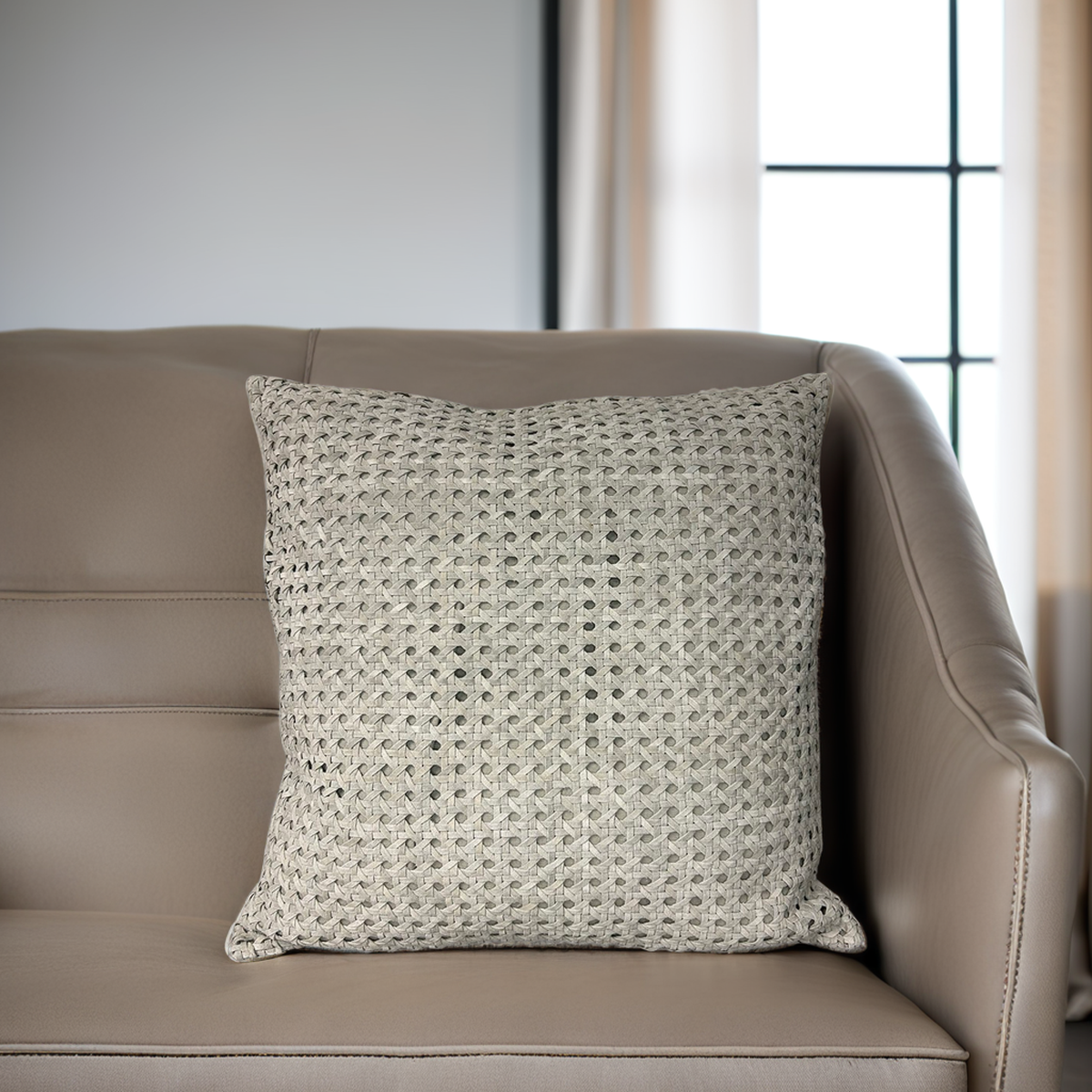 Bone Rattan Suede Pillow