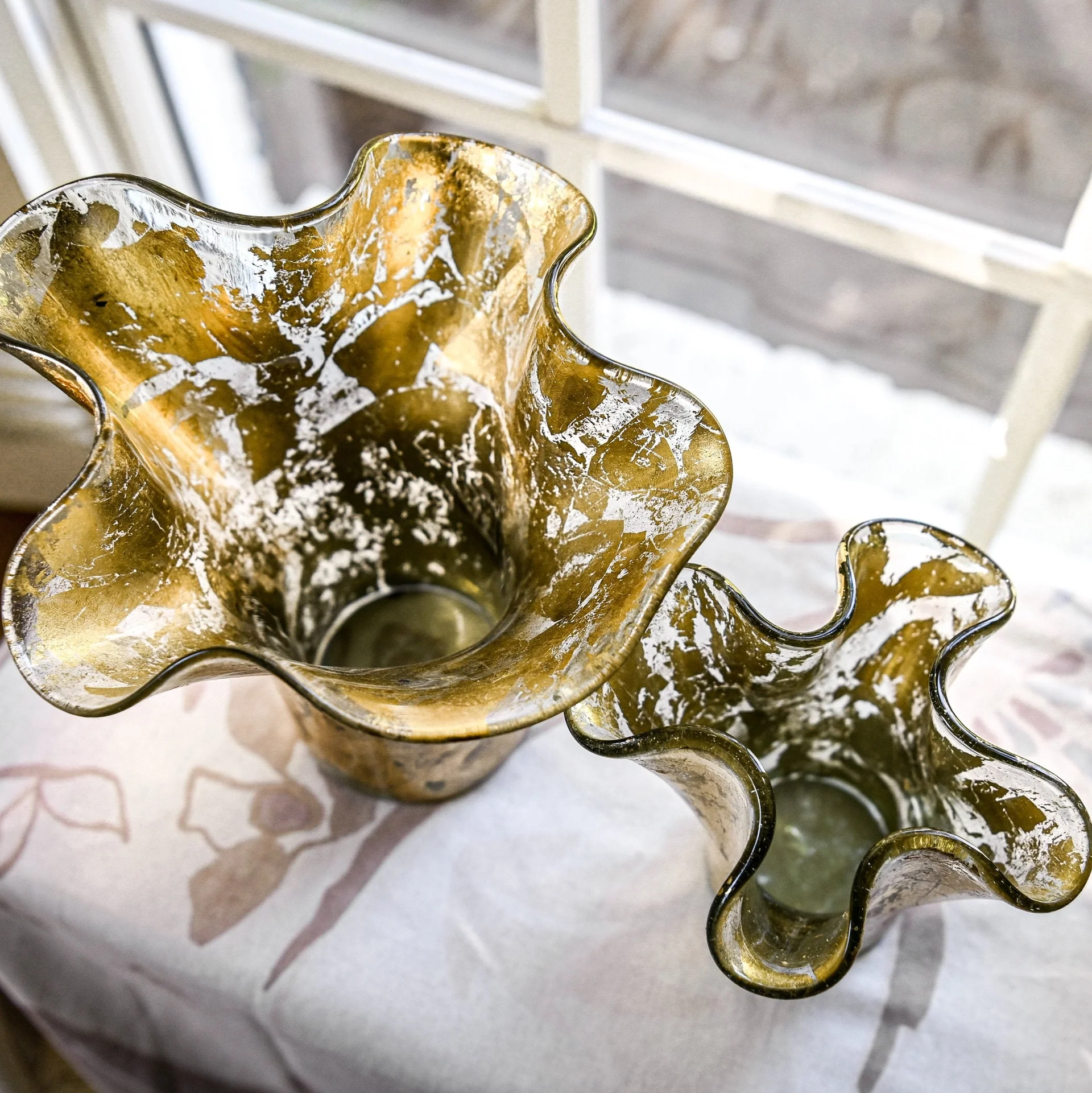 Gold Hand Blown Glass Vase