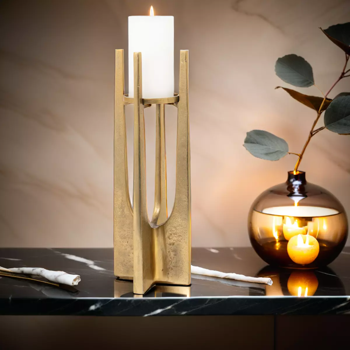 Gold Metal Candle Holder