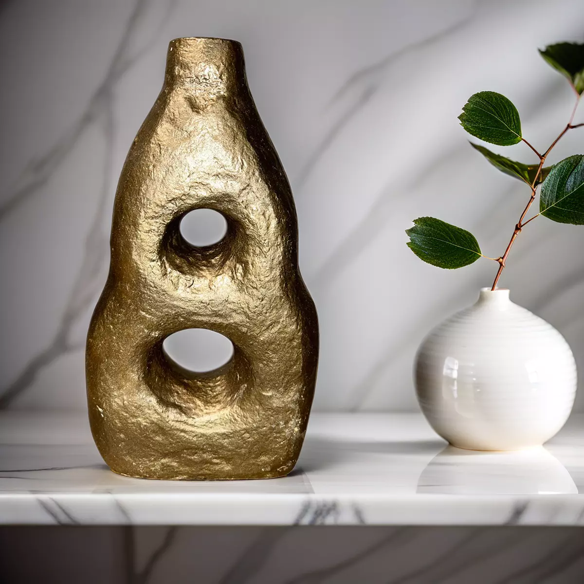 Gold Figure Eight Paper Mache Vase