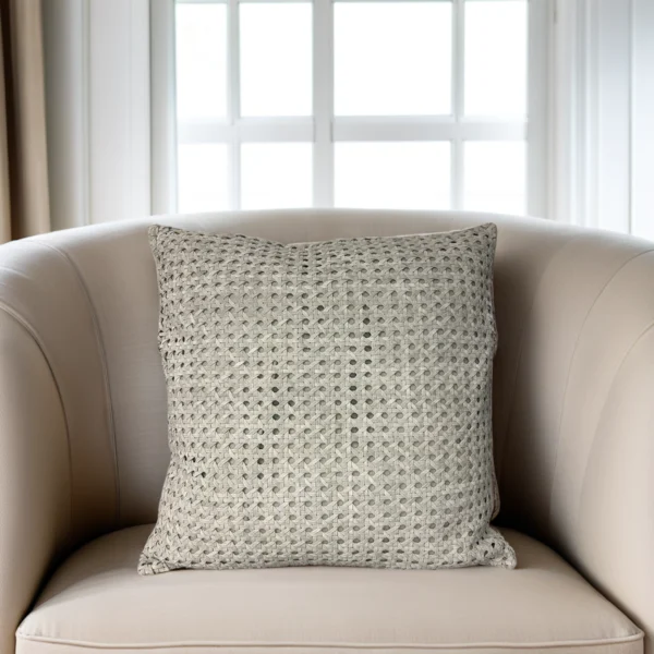 Bone Rattan Suede Pillow