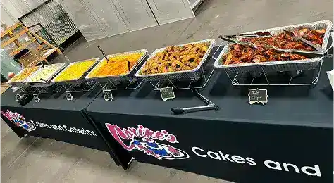 Delicious soul food dishes including fried chicken, baked chicken, and flavorful sides at Corine's Cakes & Catering. Perfect for events and gatherings.