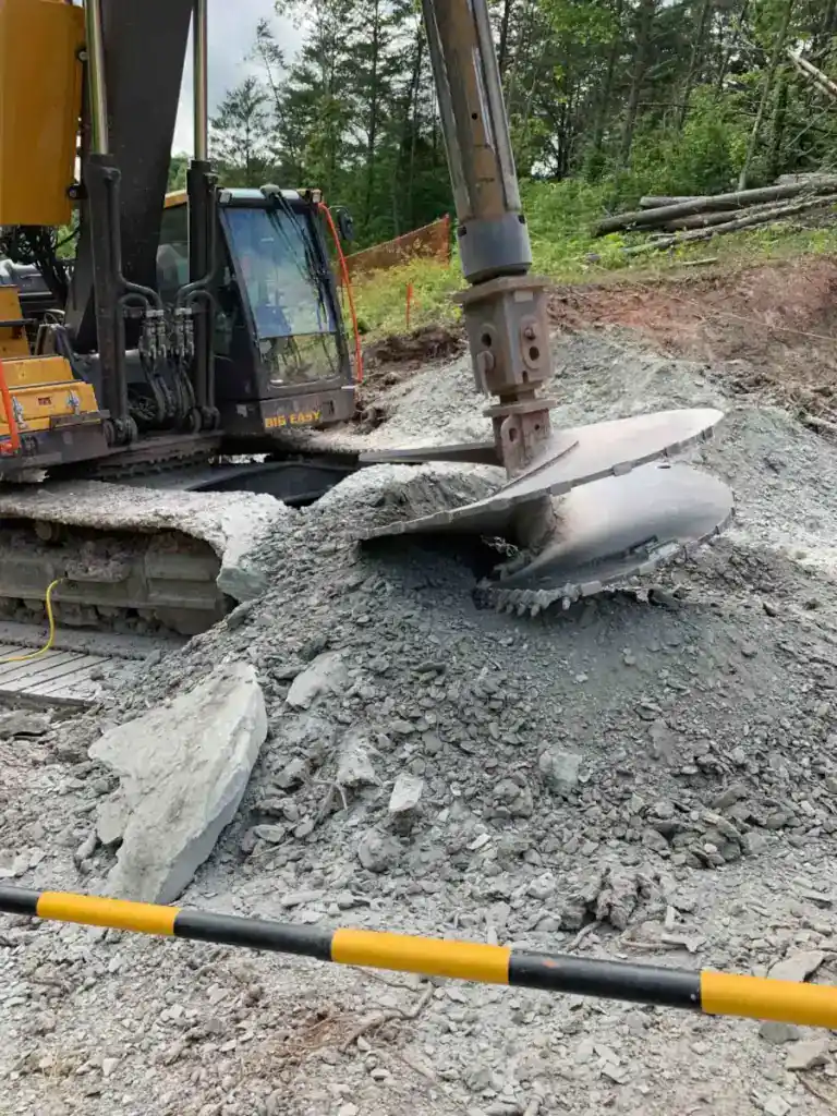 Heavy machinery installing foundation for transmission lines in Ohio.