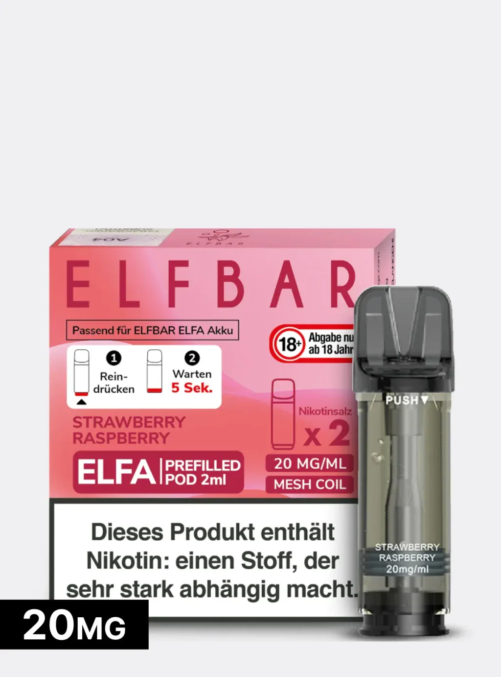 ELFBAR PODS 20mg Nikotin strawberry rasp