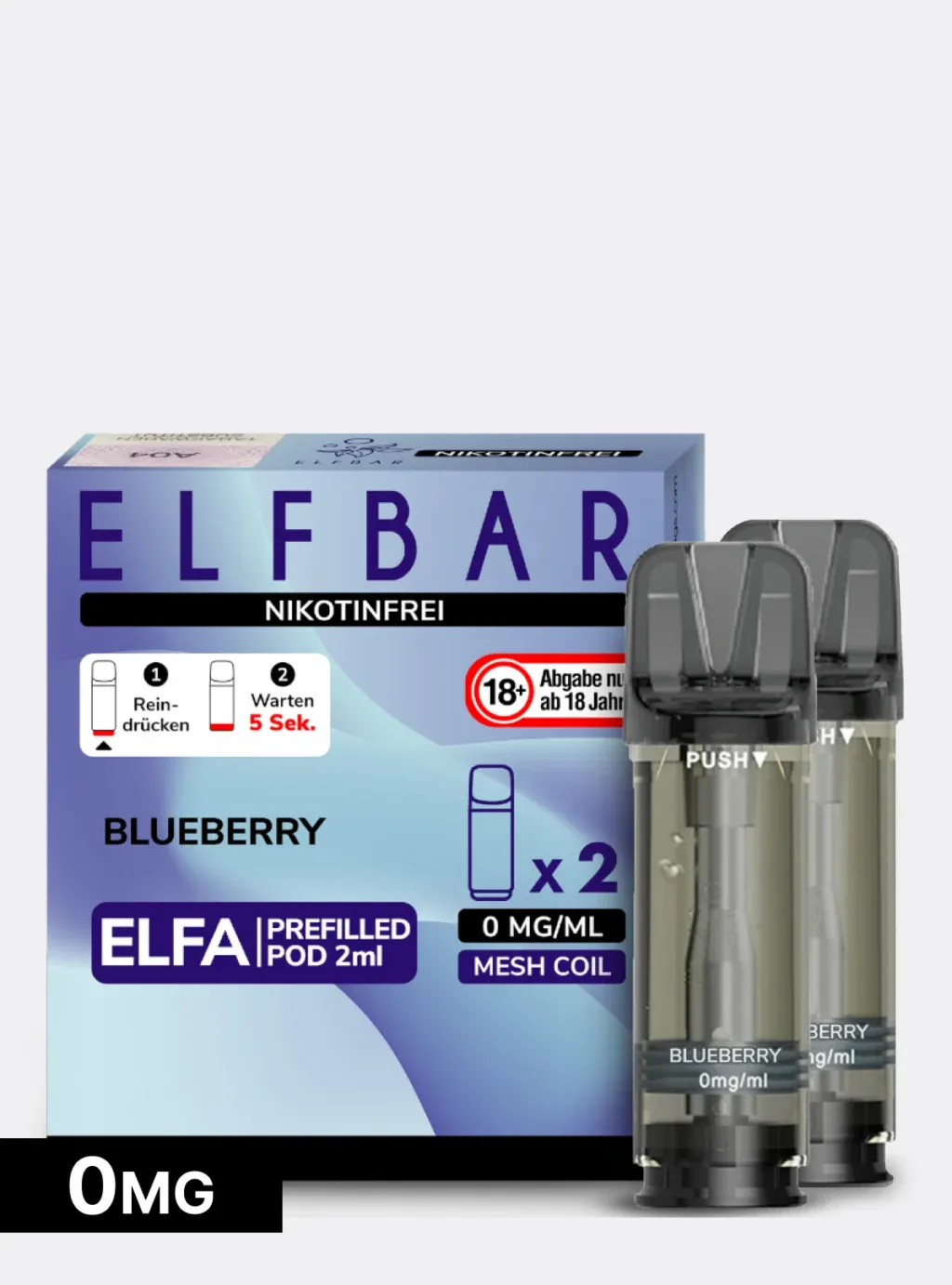 ELFBAR PODS Nikotinfrei Blueberry 0mg/ml Nikotin