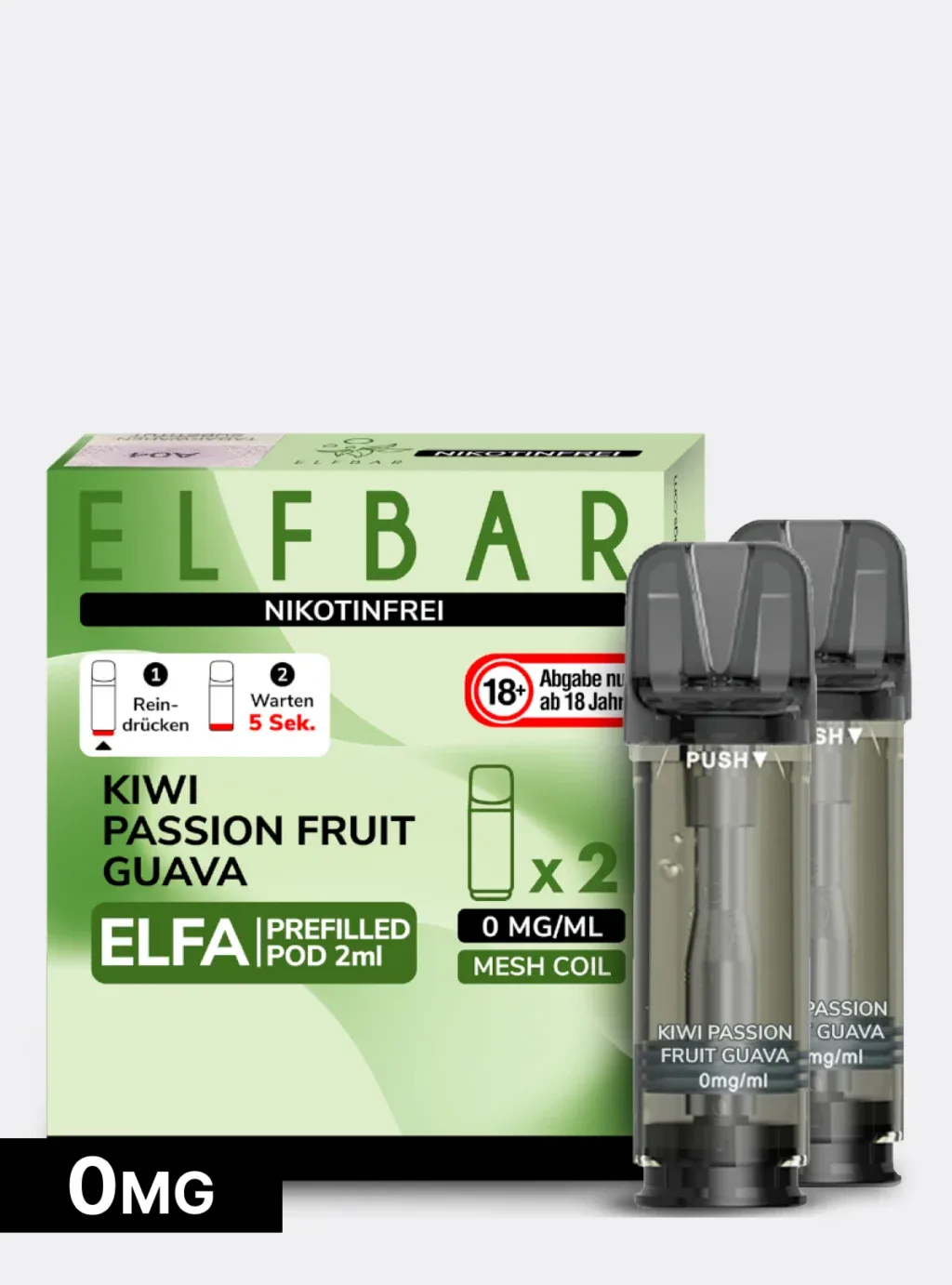 ELFBAR PODS Nikotinfrei Kiwi Passion Fruit Guava 0mg/ml Nikotin