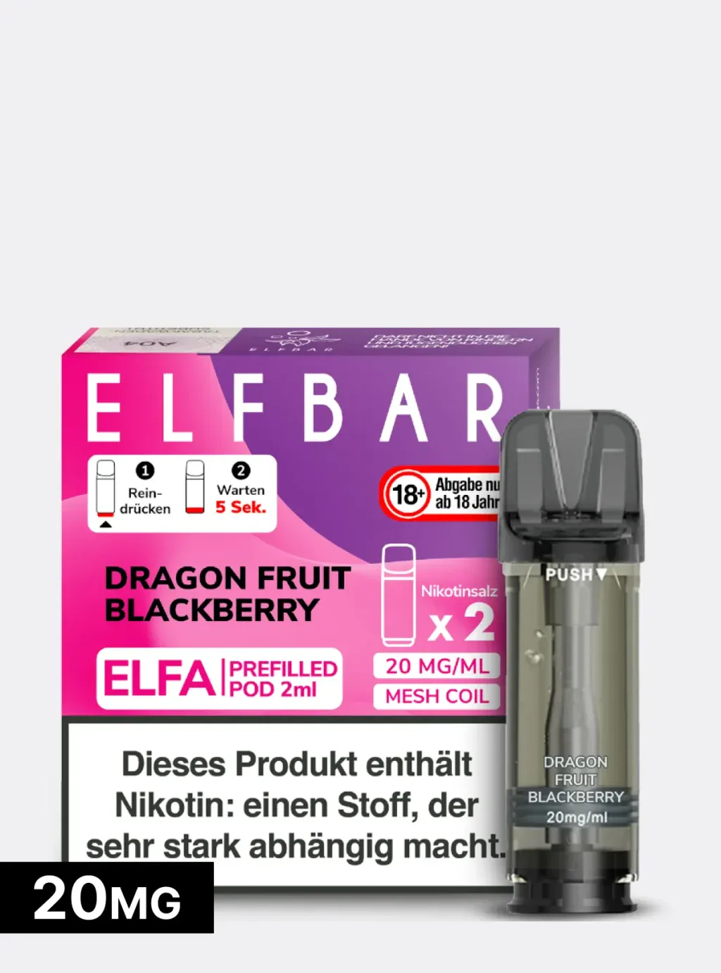 ELFBAR PODS 20mg Nikotin-dragon fruit blackberrz