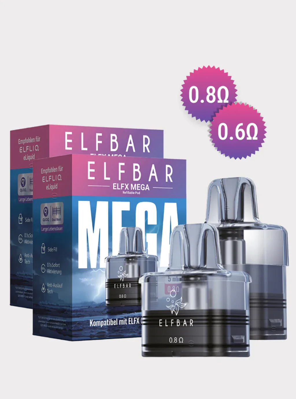 ELFBAR ELFX Mega Pods 0,6 Ohm und 0,8 Ohm