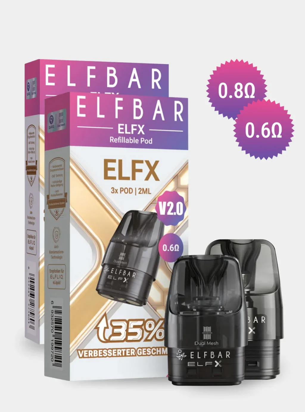 ELFBAR ELFX Pod V2.0 0,6 Ohm und 0,8 Ohm