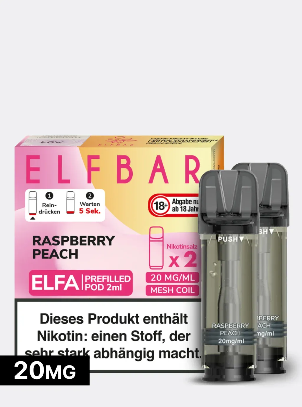 ELFBAR PODS Raspberry Peach 20mg/ml Nikotin