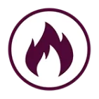 A maroon flame icon sits at the center of a white circle with a maroon border, symbolizing warmth and comfort—just like Fetch‑A‑Tech’s reliable service for Las Vegas families. The design features a clear, welcoming look on a transparent background, reflecting our commitment to helpfulness and hometown care.