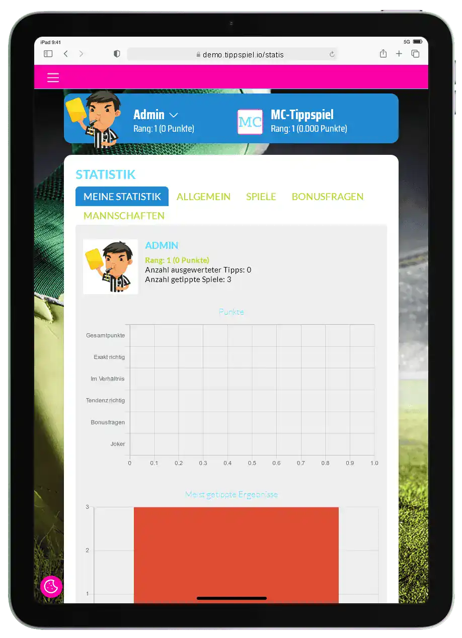 Admin Dashboard für Tippspiel WM und EM.