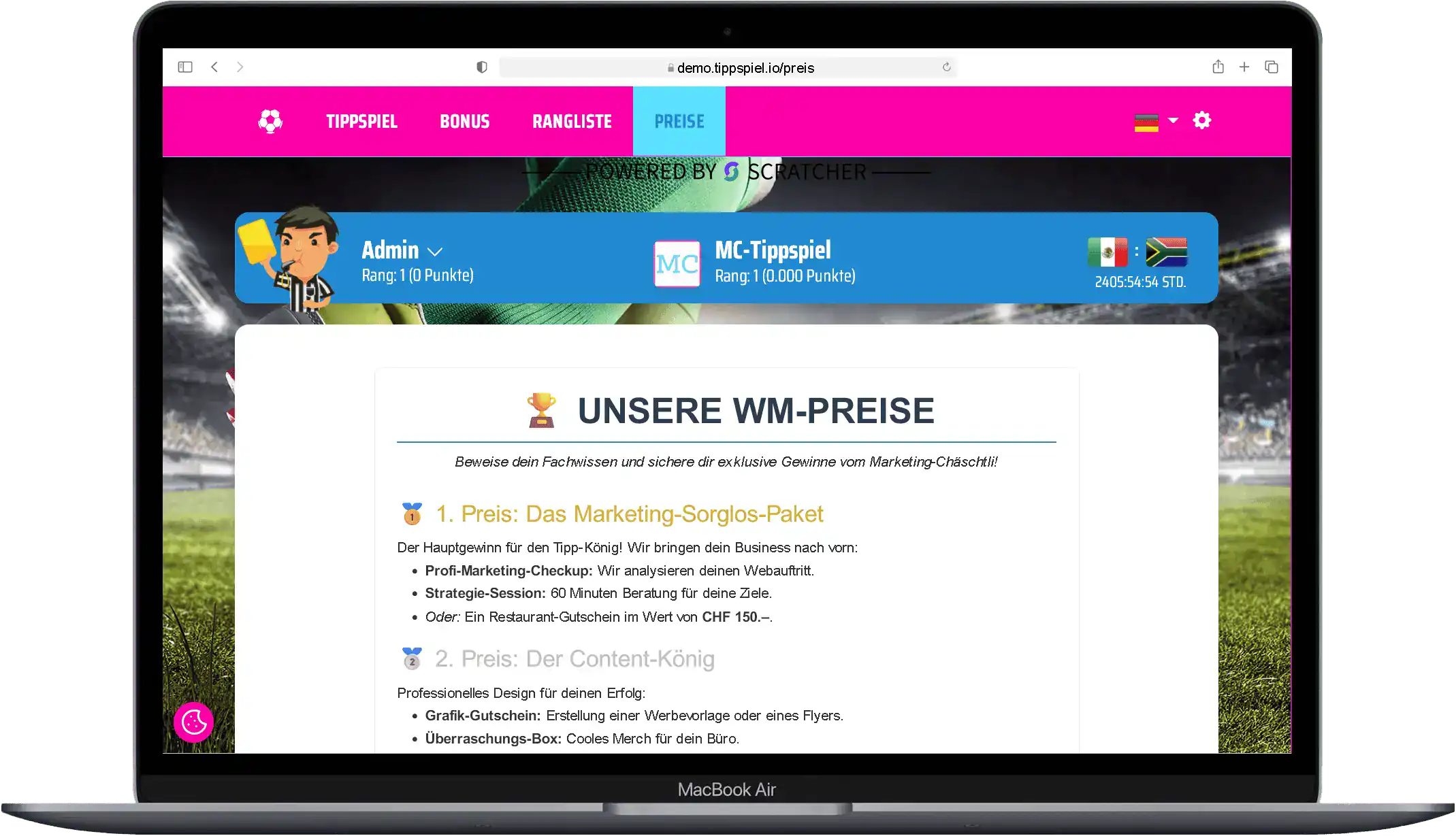 Interne Tippspiel WM für Fans und Freunde einfach erstellen.
