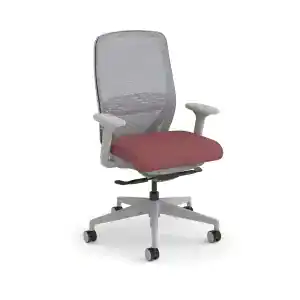 Adjustable ergonomic office chair with mesh back and cushioned seat.