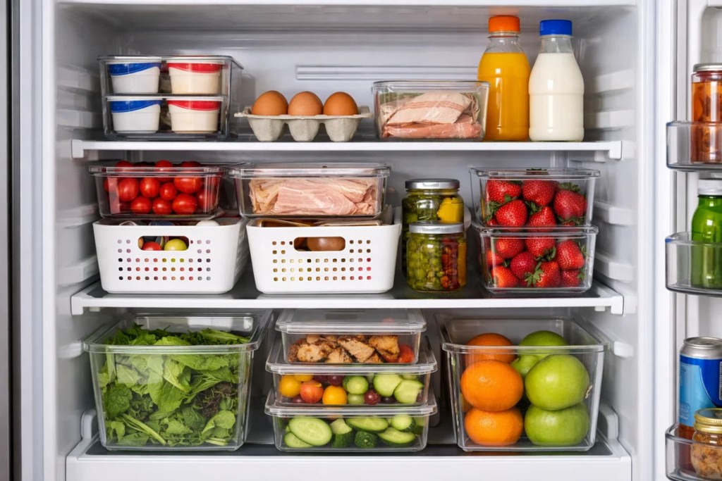 Small fridge organization ideas for tiny kitchens with clean layout and smart food storage solutions