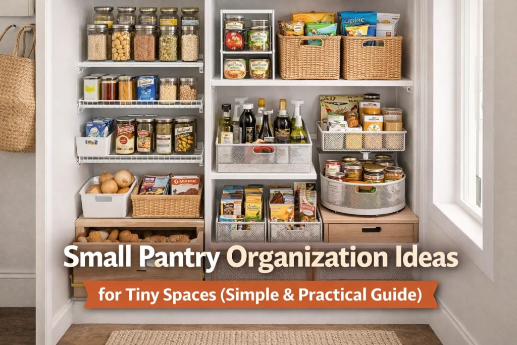 Small pantry organization ideas for tiny spaces with smart storage solutions and clean layout