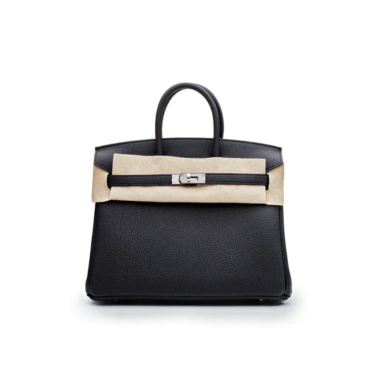Hermes Birkin 25 Noir Bag 89 Togo Calfskin Leather Palladium Hardware