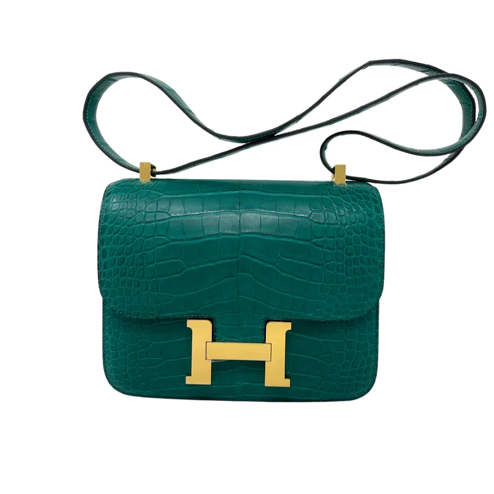 Hermès Constance III 24 Poche Dos Green Alligator Mississippi Matte Gold Hardware