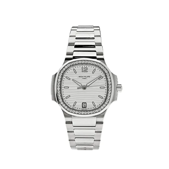 Patek Philippe Ladies Diamond Nautilus Stainless Steel White Dial Diamond Bezel 7118/1200A-010