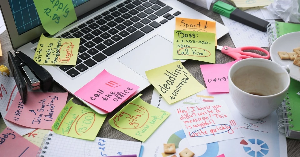 What your desk looks like if you're overwhelmed at work