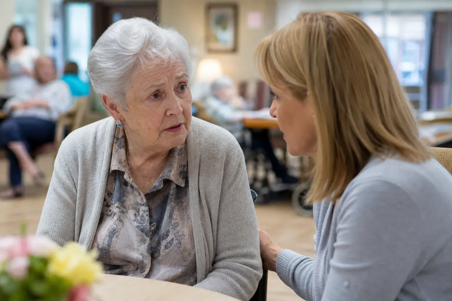 Healthcare advocate reviewing patient chart and nursing home elder care records