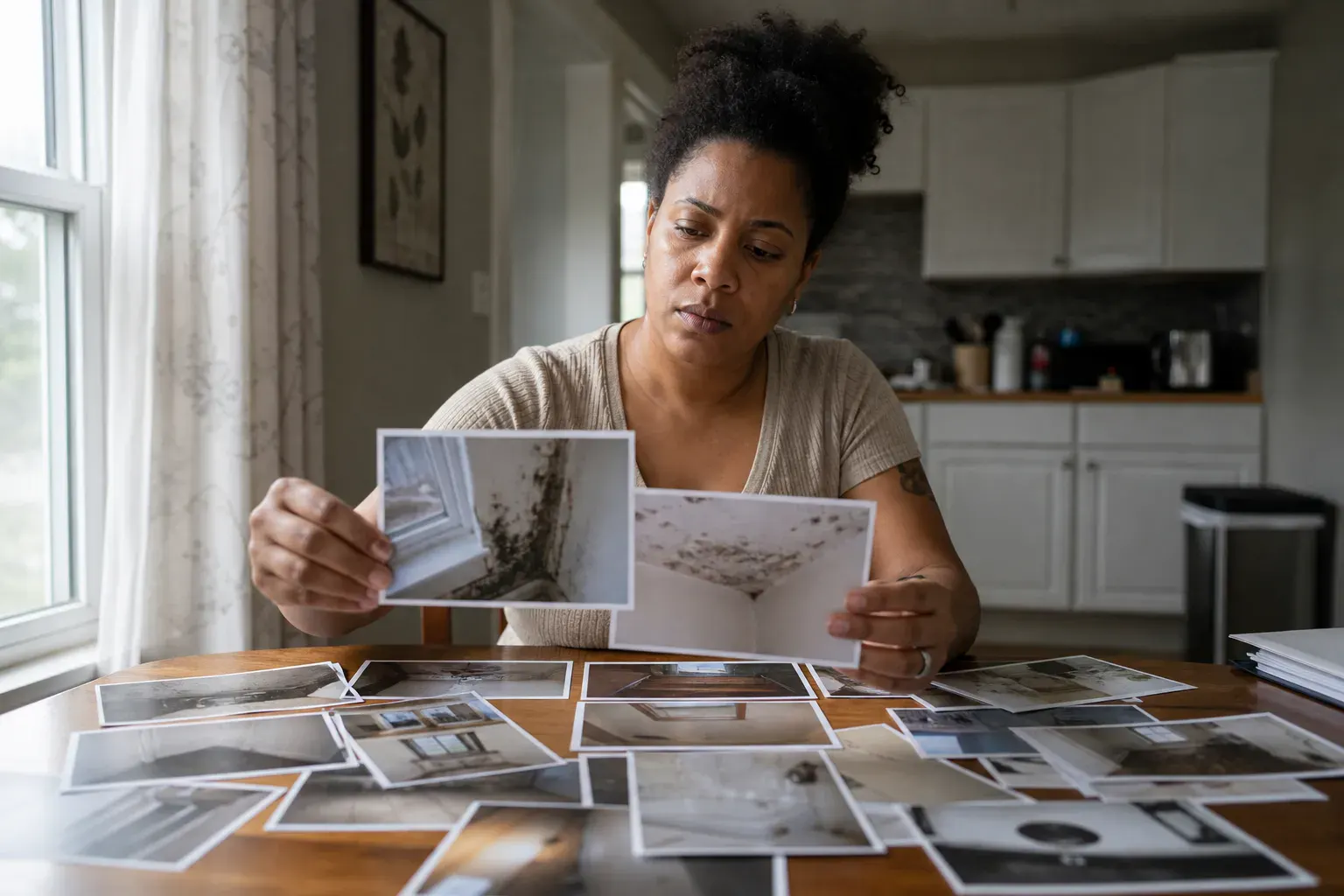 How to Report a Landlord Housing Violation: Tenant inspecting apartment wall moisture and mold damage