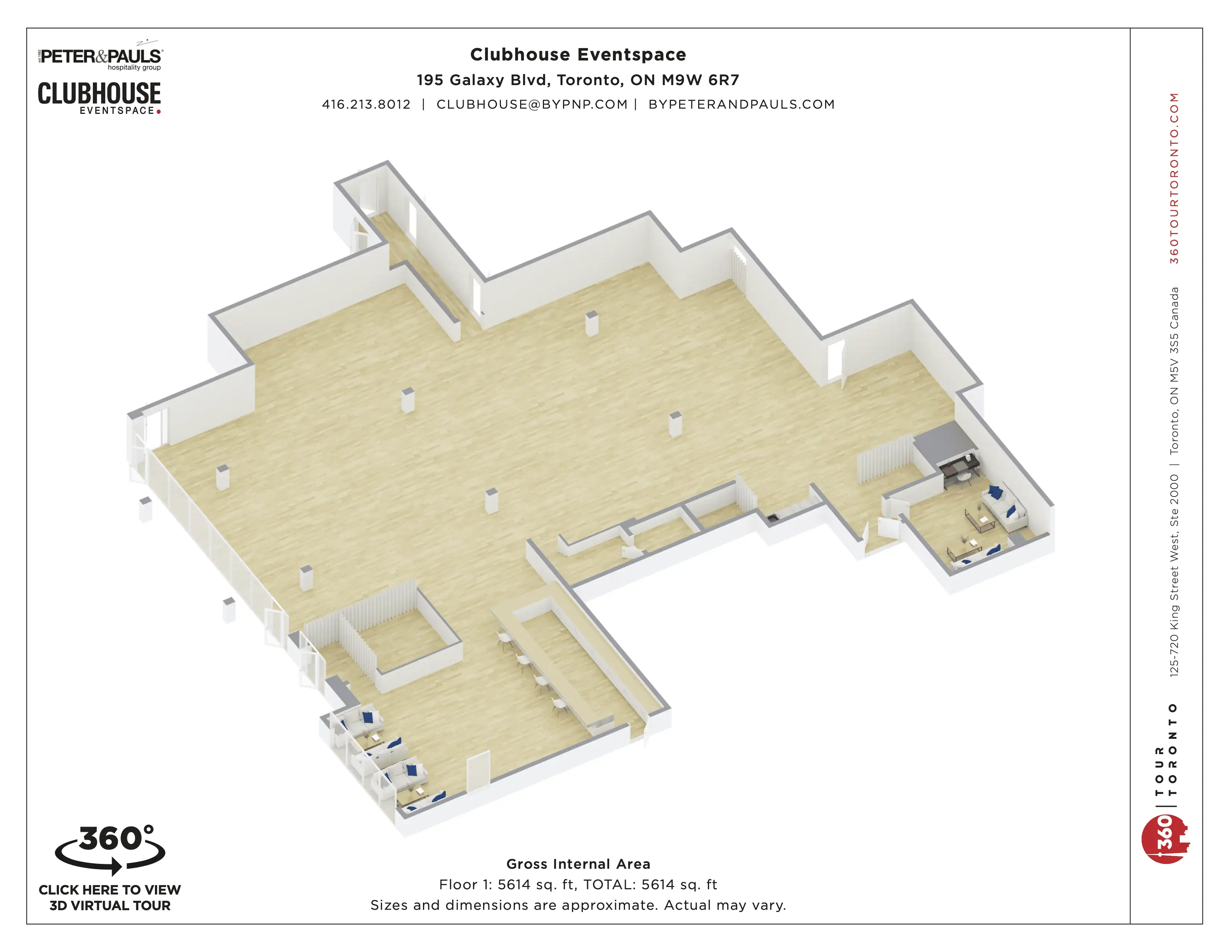 3D Floor Plan of Clubhouse Eventspace by 360 Tour Toronto