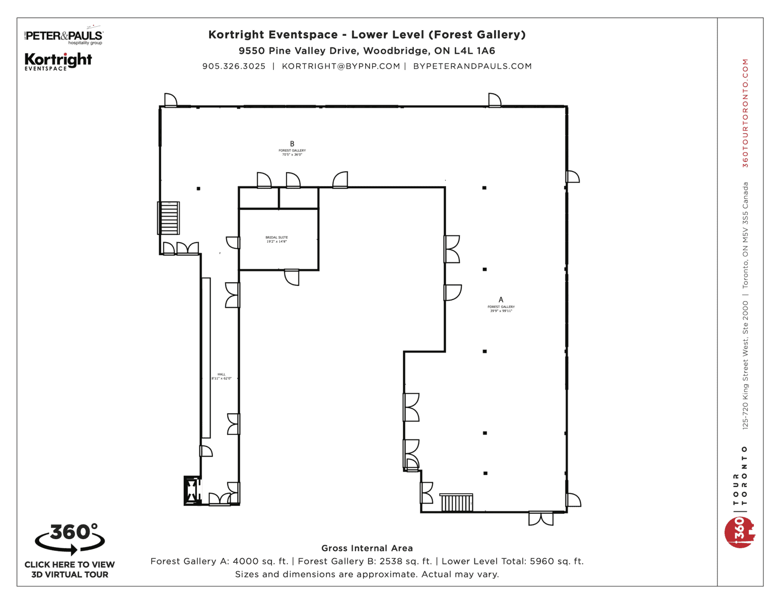 2D Floor Plan Kortright Eventspace Woodbridge Ontario Lower Level