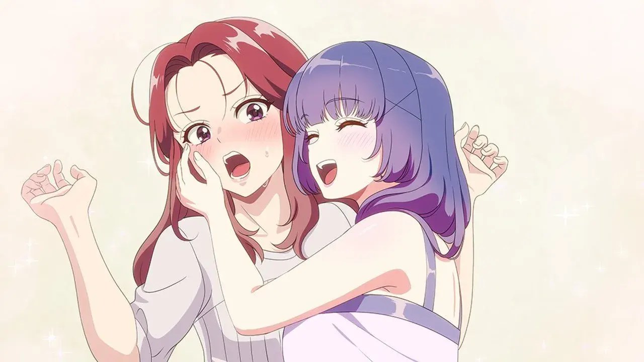 Saotome sorprendida cuando la androide Rei se acerca a su escritorio en la ilustración clave del anime