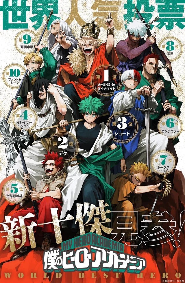 La edición especial de Jump GIGA otoño 2025 ofrece ilustraciones inéditas, un póster épico y artículos de colección con Bakugo a la cabeza de los héroes más votados.