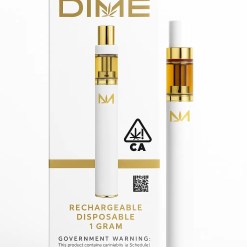 Dime Carts Skywalker OG 500mg vape pen with retail packaging on white background, featuring compliance labels, THC content, and lab test badge.