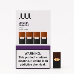 Buy JUUL Pods Online – Virginia Tobacco 5% Nicotine pack in purple box design with clean white background, factory-sealed and authentic