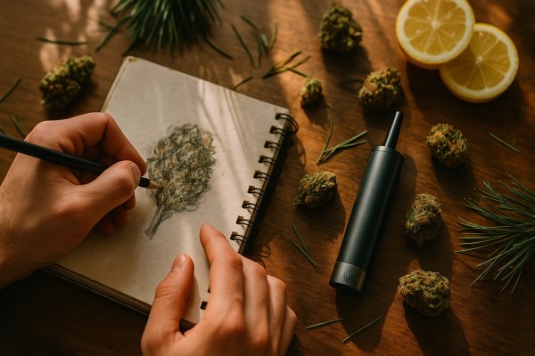 Strong Jack Herer Strain - Artist Sketching with Dry Herb Vaporizer | Moonrock Sativa