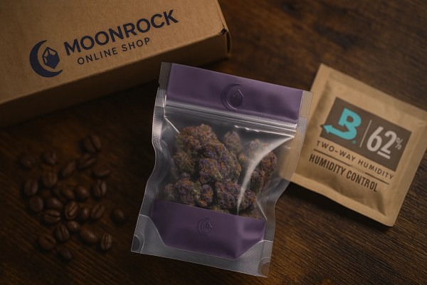 Organic Purple Haze Flower in Nitrogen-Sealed Packaging | Moonrock Online Shop