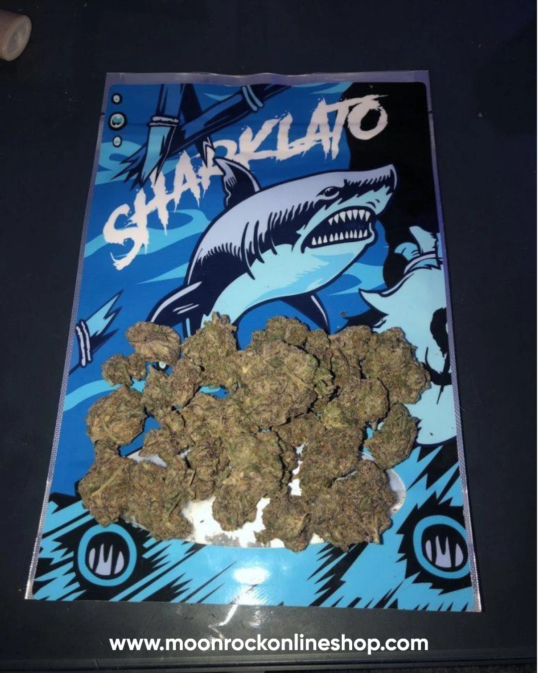 Sharklato Runtz 2025 Hybrid strain close-up in glass jar | Lab-tested organic cannabis