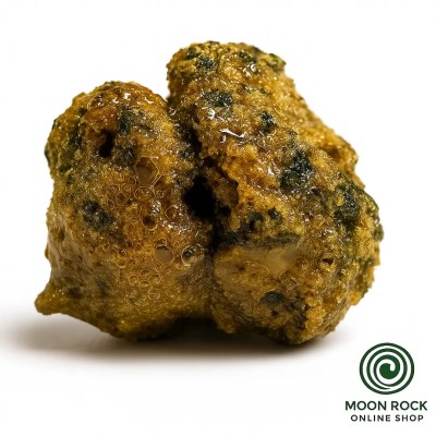 sunrocks product photo — kief-coated, concentrate-infused nug on white background, authentic and lab-tested.