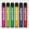 Six Supreme disposable vapes in assorted colors and flavors on a white studio background.
