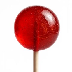 Ultra-detailed macro of strawberry THC lollipop on pure white — glossy, translucent, lab-tested — Moonrock Online Shop