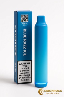 Hyde Edge RAVE Blue Razz Ice disposable with box—LED ring and USB-C port—Moonrock Online Shop hero image