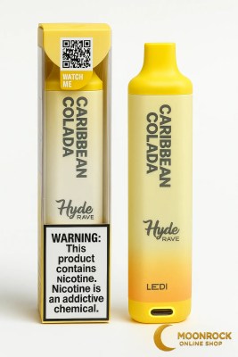 Hyde Edge RAVE Caribbean Colada disposable with box—LED ring and USB-C port—Moonrock Online Shop hero image